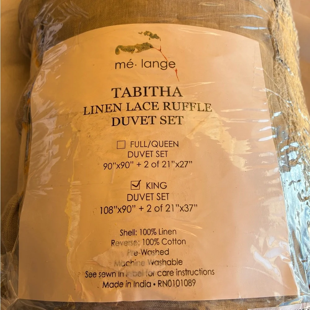 NWT Melange Home Tabitha Linen Duvet Cover Set in King Size